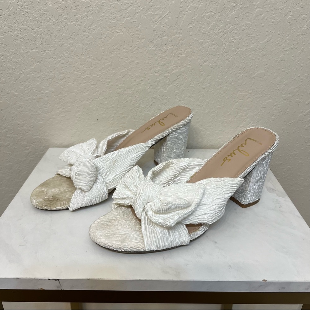 Lulus Dorothea Knotted Ivory Sandals, Wrapped Block High Heels, Women's Size 10